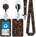Giancomics Book Mushroom Lanyards for Id Badges, Witchy ID Badge Holder with Retractable Reel, Flower Teacher Lanyard with Keychain Key Clip Carabiner Name Tag Card Holder Protector Office Women Gift