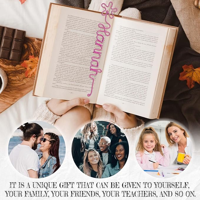 LOFART Custom Bookmarks Personalized Wire Name Bookmark Metal Wire Name Page Markers Personalized Bookmarks Graduation Gifts for Teacher Classmate Book Lovers Bookworm Reader (Style 2)
