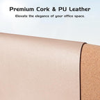 Aothia Double-Sided Desk Pad – 37.8"x17" Leather Desk Mat with Eco Cork Protector, Large Mouse Pad, Waterproof Desk Blotter for Office/Home (Pink)