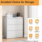 Bestoo 3-Drawer File Cabinet with Lock, Metal Filing Cabinet for Home Office, Lateral Filing Storage Cabinets, Fits File Folders, Letter/Legal/F4/A4 Size, Assembly Required (White)