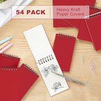 Tenceur 54 Pcs Pocket Notebook Small 3 x 5 Inch Red Spiral Notepads Mini Top Bound Notebook with Lined 120 Pages Ruled Memo Pads for Office College Nurse Essentials Back to School Gift