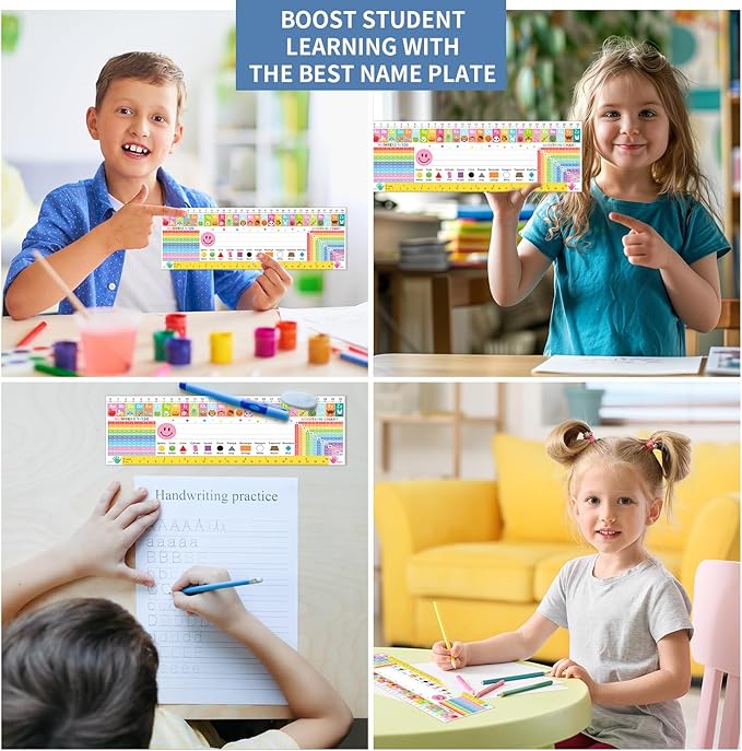 WALENGIF 36 Pcs Desk Name Tags for Classroom - Colorful Students Name Plates for Desks - Multipurpose Manuscript Name Tags for Student Desks Kindergarten Preschool 1st 2nd 3rd Grade Teaching Supplies