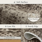 GENIMO 6x9 Area Rug Machine Washable Boho Rug for Living Room,Ultra-Thin Low Pile Carpet,Lightweight Indoor Printed Rug,Non Slip Floral Area Rug for Bedroom, Dining Room, Home Office,Brownish Green