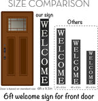 Tall Outdoor Welcome Sign for Front Door, 6ft Black ,Rustic Tall Welcome Sign for Front porch decor, Farmhouse Welcome Porch Sign Wood Vertical Decor, Fall porch decor for The Home
