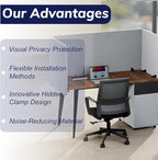 KERRAM Desk Privacy Panel 24 x 24 Inch, Sound Absorbing & Proof Desk Divider for Office, Clamp-on/Screw-on Acoustic Desk Back Panel Partition, Gray