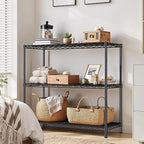 3- Shelf Metal Shelving Unit 35.6Wx14Dx36H,Adjustable Storage Shelves Heavy Duty Garage Steel Shelving for Office,Wire Rack Small Shelf for Kitchen Shelves Laundry Bathroom Pantry Closet Black