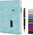 vfaejll A5 Lined Leather Journal Notebook for Men Women,5.9" X 8.4" Hardcover Journal with Pen,200 Pages 100 Gsm Thick Ruled Paper Daily Diary for School,Travel,Business,Work,Home Writing