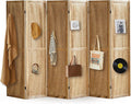 Aleesing 6 Panel Pegboard Display with 24 Hooks, Pegboard Room Divider and Folding Privacy Screens, Partition Room dividers, Wooden Room Divider Wall, Jewelry Store, Bedroom, Balcony, Light Brown