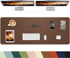 Non-Slip Desk mat,PULeather Desk Pad Protector, Office Desk Mat, Large Mouse Pad,Desk Blotter, Laptop Desk Pad, Waterproof Desk Writing Pad for Office and Home (Brown, 40" x 17")