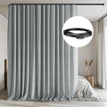 MaKefeile Room Divider Curtains with Flexible Ceiling Tracks Set,Blackout Curtain Ceiling Mount Curtain Track Privacy Room Dividers Ceiling Track Curtain Rod(Grey Drape & Black Rail W 10 × H 9 FT)