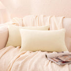 Amazon Basics Chenille Throw Pillow Covers, Home Decor Lumbar Cushion Cover for Bedroom Living Room Couch Bed, 12" W × 20" L, Beige