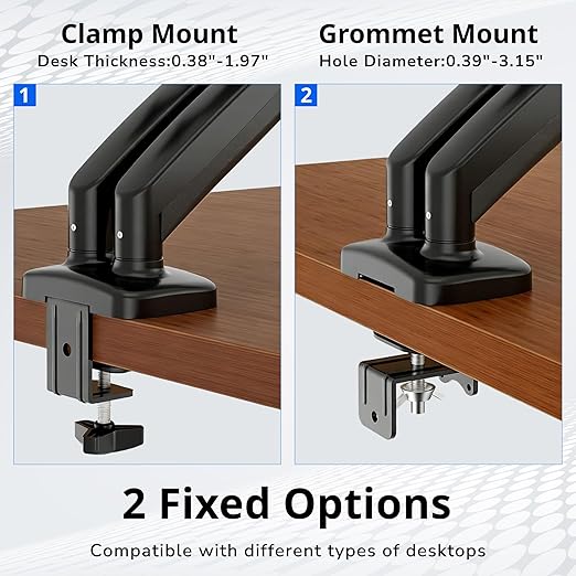Monitor Arm, Computer Dual Monitor Arm Fits 13-32 Inch Computer Screens, Adjustable Height Swivel Monitor Stand with VESA Mounts, Holds 4.4-17.6lbs, Black