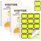2 Pack of Visitor Badges Registry Log with Carbon Copy Protecting Privacy Pages Visitor Stickers 8.5x11 Inch Visitor Log Book School Church Business Pass Guest Book - 450 Badges 60 Memo Pages (2)