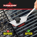 XUDAKAIXIN Nylon Grill Brush,Dual Grip Design,with Extended Luxurious Acaciawood Handle,Safe Nylon Bristles Barbecue Triple Scrubbers Cleaning Brush for Cast Iron Grates/Porcelain/Charcoal Grill