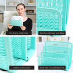 BLU MONACO Aqua Metal Mesh Letter Sorter for Desk| Modern Desk Organizer | Space-Saving Vertical Mail Holder | Office & Home Paper Organizer | Outgoing Mail Holder