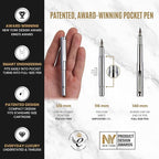 Scriveiner Silver Chrome Fountain Pen (Medium), Award Winning Luxury Pen, Heavy Pocket Pen, Chrome Finish, Schmidt Nib, Converter, Best EDC Writing Pen Gift Set for Men & Women, Nice Office Fancy Pen