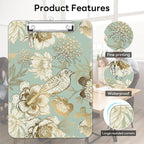 Luminzo Plastic Cute Clipboard Low-Profile Metal Clip, A4 Letter Size 9 x 12.5 in, 8.5 x 11 Paper Clip Board for Teachers, Nurses, Classroom,Floral Bird