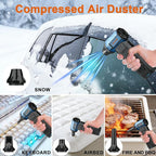 JUFINX Air Duster -250000RPM- Snow Blower, Replaceable Batteries 2pcs,Long Life-mini Blower, 3-Gear Adjustable- Electeic Air Duster for Keyboard,PCs,Outdoors,Snow,Leaves,Car Cleaning (2*Batteries)