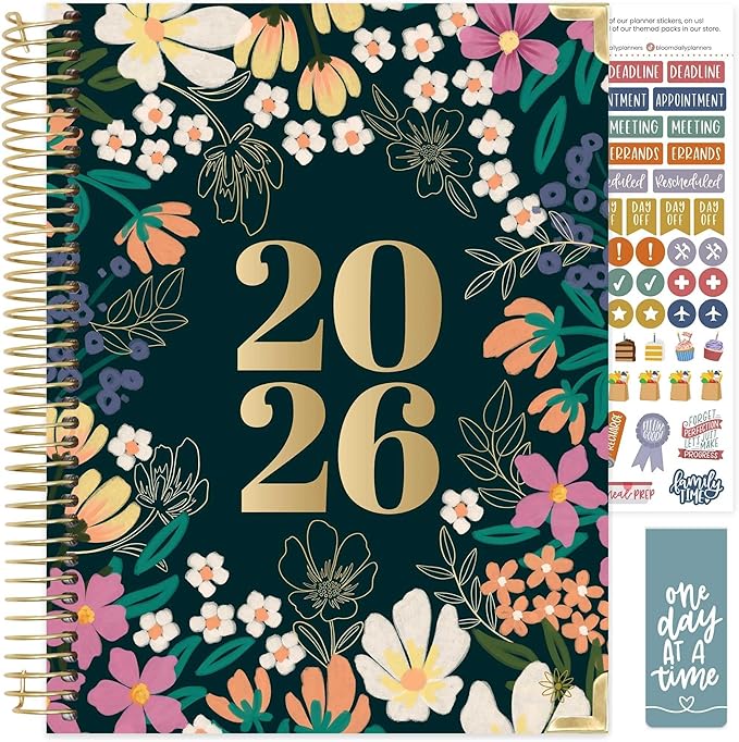 bloom daily planners HARDCOVER 2026 Planner (January to December) - 8.5” x 11” Weekly & Monthly Dated Agenda Organizer Book with Stickers & Tabs - Blooming Wildly