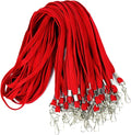 Ollain Badge Lanyards Flat Lanyard Swivel Hooks Durably Neck Bulk Lanyards with Clip for Women/Men Business Card ID Employee Student Lanyards (Red, 100 Pack)