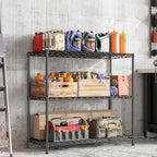 3- Shelf Metal Shelving Unit 35.6Wx14Dx36H,Adjustable Storage Shelves Heavy Duty Garage Steel Shelving for Office,Wire Rack Small Shelf for Kitchen Shelves Laundry Bathroom Pantry Closet Black
