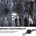 LATTHANT Badge Holder Retractable Clip, Heavy Duty Retractable Keychain with 31.5 in Smooth Steel Cord, Durable 360-degree Rotating Carabiner Badge Holder for Work, Fishing, Car Key