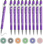 Custom Pens Bulk Personalized Ballpoint Pen with Stylus Tip Customized Engraved Pens with Name Logo Soft Black Ink with Touch Metal Office for Business Office Teacher School Corporate Gifts PURPLE