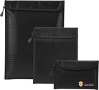 3 Pcs Fireproof Waterproof Document Bag(2000℉), Fire and Water Resistant Safe Zipper Storage Organizer Pouch for A4 A5 Documents Holder, Cash, Passport, Tablet, Laptop, File, Jewelry