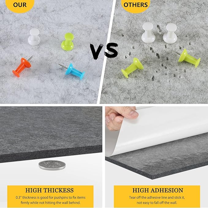 Uoisaiko 12" Large Bulletin Board with 30 Push Pins, Pack of 8 Hexagon Felt Pin Board Notice Boards for Home Office Kitchen, Felt Wall Tiles for Photos Memos (White Green)
