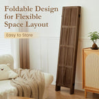 ALeesing 4 Panel Room Divider, 5.6Ft Wood Room Dividers and Folding Privacy Screens, Room Divider Wall Freestanding Room Partitions, Room Dividers Screen for Home Office Bedroom, Dark Brown