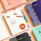 XYark Line Hardcover Spiral Notebook with Removable Dividers Tabs & Ruler, 5 Subject Notebook College Ruled, 300 Page, Large 8"x10" B5 Notebooks for Work School, Lined Journal for Women & Men, Purple