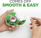 Scotch Magic Tape, 12 Rolls (2 x 6-Packs) Each with Dispenser, Invisible Matte Finish, Permanent Adhesive, 3/4 in x 350 in per Roll, Ideal for Home, School and Office
