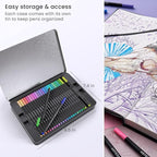 ARTEZA Inkonic Fineliners Pens, Set of 72, 0.4 mm Fine Tip Markers, Water-Based Art Pens for Drawing, Sketching, Journaling, Calligraphy