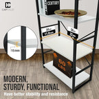 CAPHAUS 4 Tier Bookshelf, 24 Inch Width Free Standing Shelf, Bookcase Shelf Storage Organizer, Industrial Book Shelves for Home Office, Living Room, Kitchen, White Shelves & Metal Frame