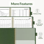 SUNEE 2026 Weekly & Monthly Planner 9"x11.2"- 12 Month (January 2026 - December 2026), Vegan Leather Cover, Pocket, Bookmark, Notes, Monthly Tab, Deep Green