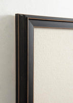 Kate and Laurel Oakhurst Rectangle Framed Linen Fabric Pinboard; 24 x 36; Distressed Black; Traditional Decorative Bulletin Board with Stepped Profile and Lightly Distressed Finish