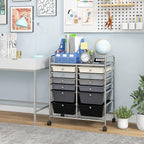 Giantex 12 Drawer Rolling Storage Cart Tools Scrapbook Paper Office School Organizer (Black Gradient)
