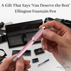 Ellington Pens Luxury Fountain Pen Set - Extra Fine Nib - Includes 3 Ink Cartridges, Refillable Ink Converter, Gift Box - Fountain Pens For Writing, Calligraphy, Journaling, Sketching (Rosy Flair)