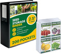 Performore Heavy-Duty Seed Storage Kit for Organizing Seed Packets, with 200 Pockets, 3.5 x 5.25'' Pocket Size, 50 Clear Pages w/ 4 Sleeves per, 2.5" Capacity, Cover is Solid Black Plastic