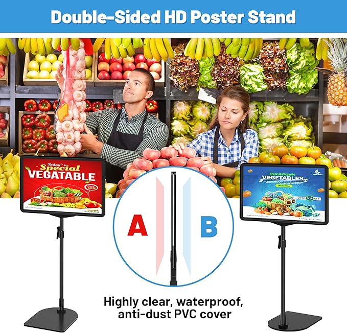 8Pack Sign Holder Stand for Display 8.5 x 11, Adjustable Poster Stand for Table Top & Floor, Floor Standing Sign Holder, Signage Stands for Business, Market, Retail, Store Display Stands