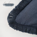 Foindtower Set of 2 Decorative Linen Fringe Throw Pillow Covers Cozy Boho Farmhouse Cushion Cover with Tassels Soft Accent Pillowcase for Couch Sofa Bed Living Room Home Decor, 26×26 Inch, Navy Blue