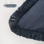 Foindtower Set of 2 Decorative Linen Fringe Throw Pillow Covers Cozy Boho Farmhouse Cushion Cover with Tassels Soft Accent Pillowcase for Couch Sofa Bed Living Room Home Decor, 16×16 Inch, Navy Blue