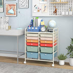 Giantex 12 Drawer Rolling Storage Cart Tools Scrapbook Paper Office School Organizer (Macaron)