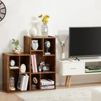 VECELO Wide Bookshelf Set, Fits 9.3" × 10-12.8" Hardcovers, Cube Storage Bookcases, Free-Standing for Living Room, Bedroom, Home Office, 2/3-Tier, 2-Pack, Brown