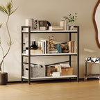 Book Shelf, 3 Tier Bookshelf 31.49" Width, Book Shelf Storage and Organization, Wooden and Metal Industrial Bookcase, Large Book Shelves for Home Living Room Bedroom Office Storage(White)