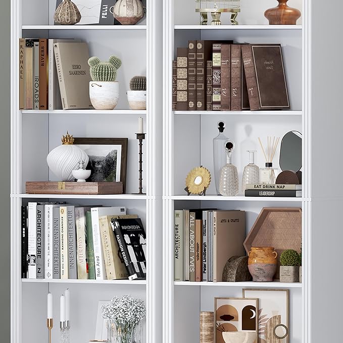 BORNOON 75" Tall Bookshelf, 6-Tier Floor Standing Bookcase with Adjustable Shelves, 24" Wide Open Storage Shelf, Modern Display Organizer for Home Office, Living Room, Bedroom, Study