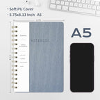 Spiral Notebook-5.75" x 8.125" College Ruled Journal with Inner Pockets and 160 Pages,PU Leather Cover Business Journal, Twin-Wire Binding Notebook Perfect for Office & Home School Supplies Reef Blue