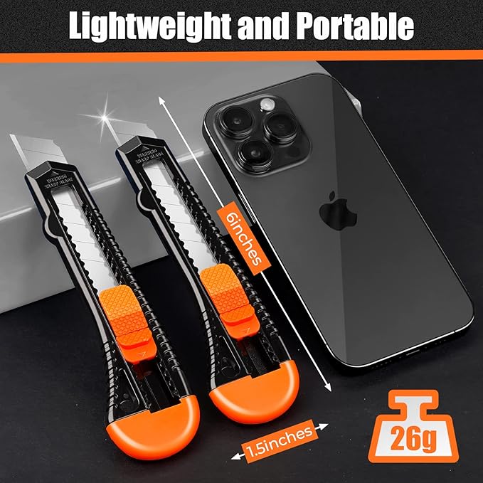 DIYSELF 12-Pack Box Cutters, Disposable Utility Knife, Box Cutter Retractable for Office, Shop, Warehouse, Utility Knives with18mm Snap-Off Blades, Portable Box Opener, Razor Knife Set, Paper Knife