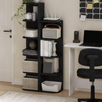 Furinno PASIR Book Shelf, 5-Tier Corner Bookshelf, Open Shelves Bookcase 9.3 x 12 x 51.7, for Living Room, Bedroom, Home Office, Blackwood