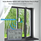 DreamSky Weather Station Indoor Outdoor Thermometer Wireless - Atomic Clock with Indoor/Outdoor Temp, Date & Day, Battery Powered, Home Weather Forecast Clock with Inside Outside Temperature Humidity